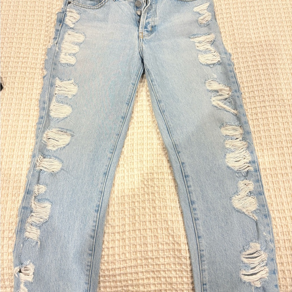 Carmar Light Blue Ripped Straight Leg Jeans